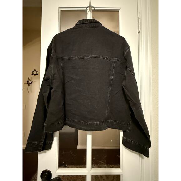 Savanna Jane rhinestone fringe crop front denim jacket black large western NWT - Picture 6 of 12